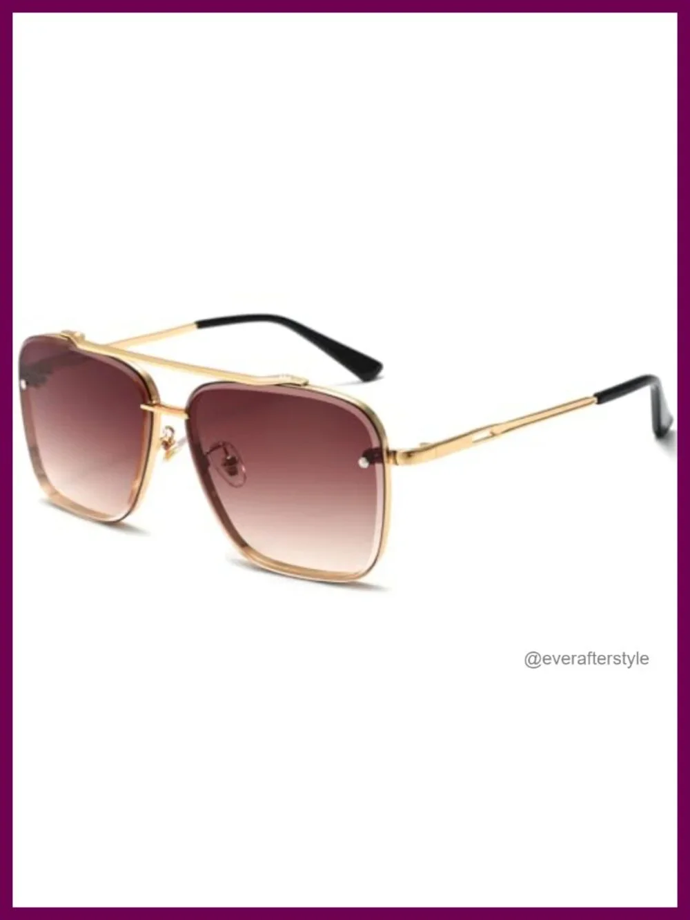 Oversized Square Sunglasses Metal Frame Aviator Gradient Shades